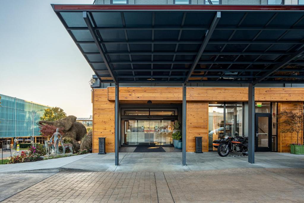 a building with a bear statue in front of it at Hotel Indigo Chattanooga - Downtown by IHG in Chattanooga