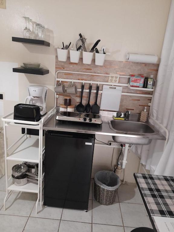 Kuchyň nebo kuchyňský kout v ubytování Boricua 3 Studio Apt C Air Conditioning Wi Fi