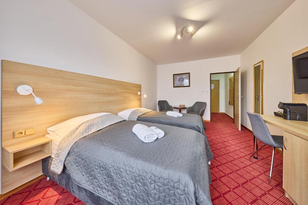 TV a/nebo společenská místnost v ubytování PATRIA HOTEL