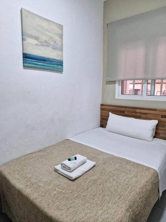 Postel nebo postele na pokoji v ubytování Hostal Elkano