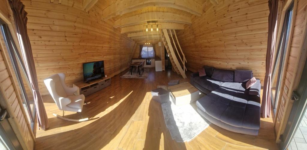 TV a/nebo společenská místnost v ubytování GOLD A-frame Peștera Urșilor