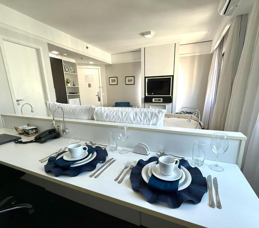 TV a/nebo společenská místnost v ubytování Flat Hotel Moema Ibirapuera