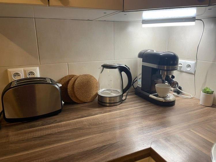Příslušenství pro přípravu čaje a kávy v ubytování Apartment Těchov