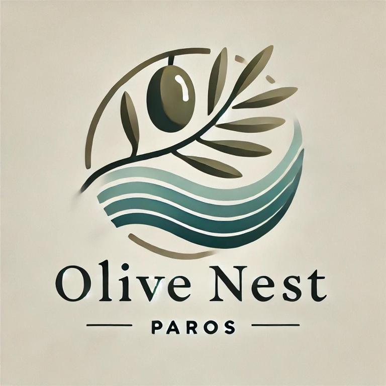 a logo for olives next to the water at Olive Nest in Parasporos