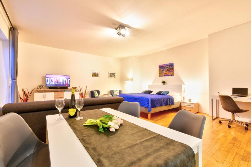 TV a/nebo společenská místnost v ubytování Karlsbad Apartment