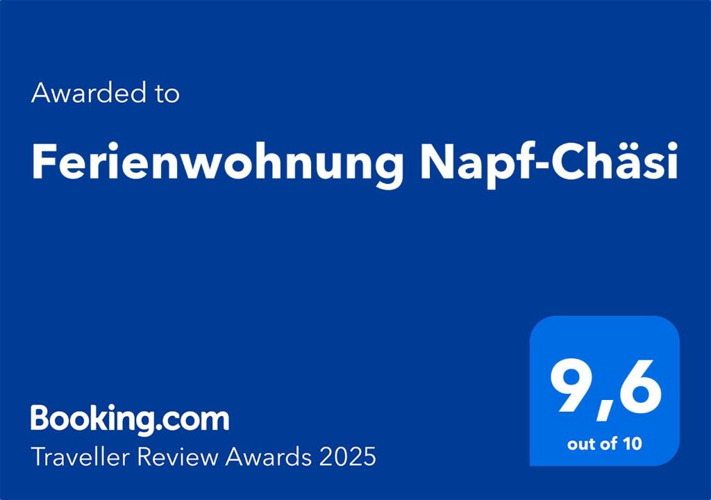 Certifikát, hodnocení, plakát nebo jiný dokument vystavený v ubytování Ferienwohnung Napf-Chäsi