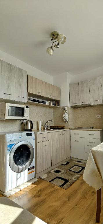 a kitchen with a washing machine and a sink at Апартамент Калоян in Banya