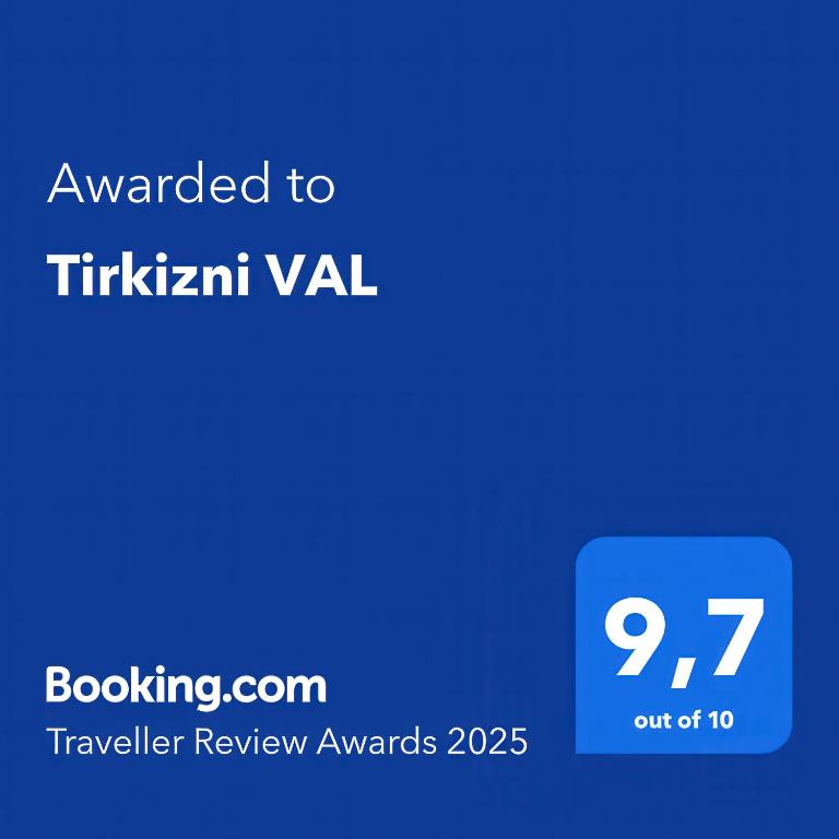 Certifikát, ocenenie alebo iný dokument vystavený v ubytovaní Tirkizni VAL