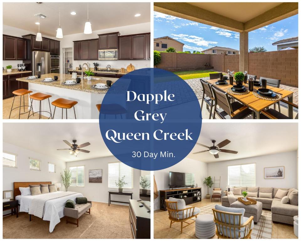 a collage of photos of a kitchen and a living room at Dapple Gray Queen Creek in Queen Creek