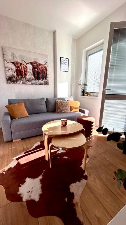 Posezení v ubytování Comfy studio, private parking, smart check in