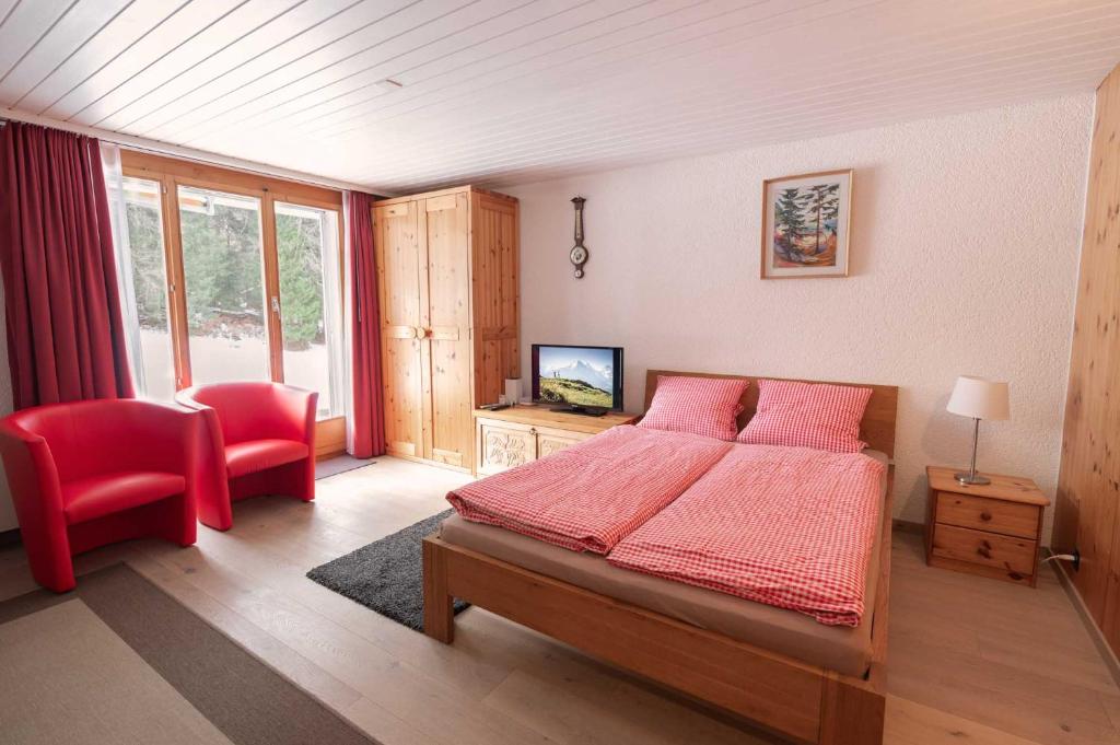 TV a/nebo společenská místnost v ubytování MOM - Alpine Boutique Apartments, Grindelwald gletscher, Eiger View Terrace Studio