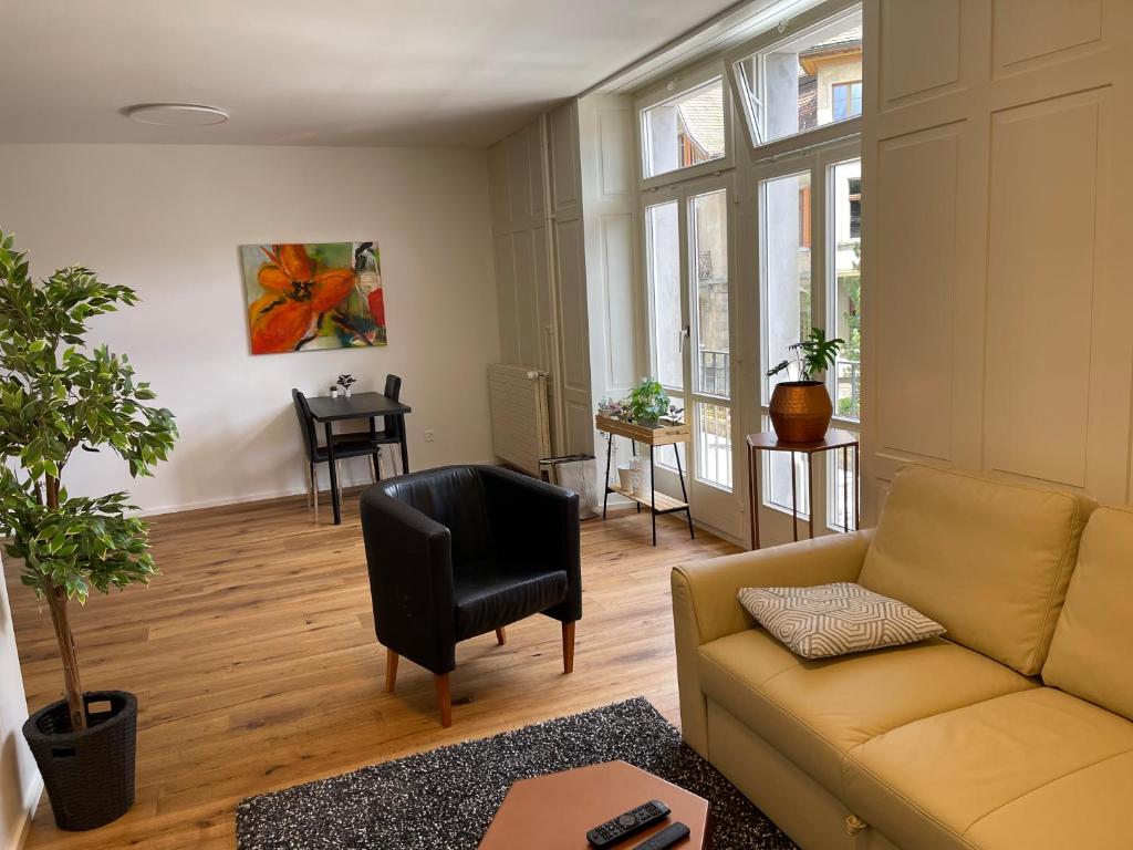 Posezení v ubytování Modernes Appartement in Wald