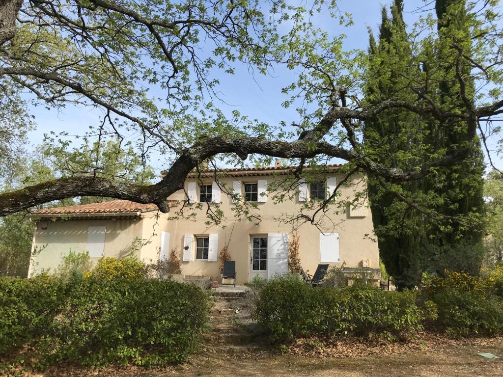 an old house with a tree in front of it at Haus im Naturpark Luberon in Grambois