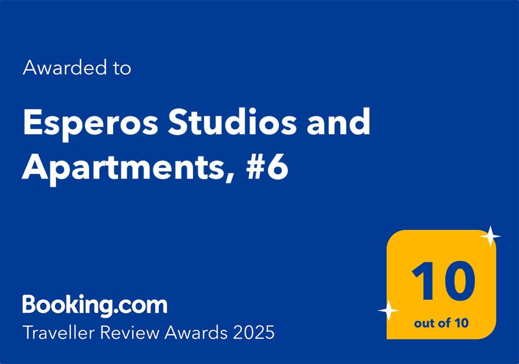 Certifikát, hodnocení, plakát nebo jiný dokument vystavený v ubytování Esperos Studios and Apartments, #6