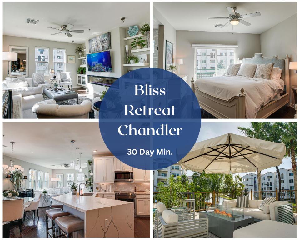 a collage of pictures of a kitchen and a living room at Queen Creek #151 Chandler in Chandler