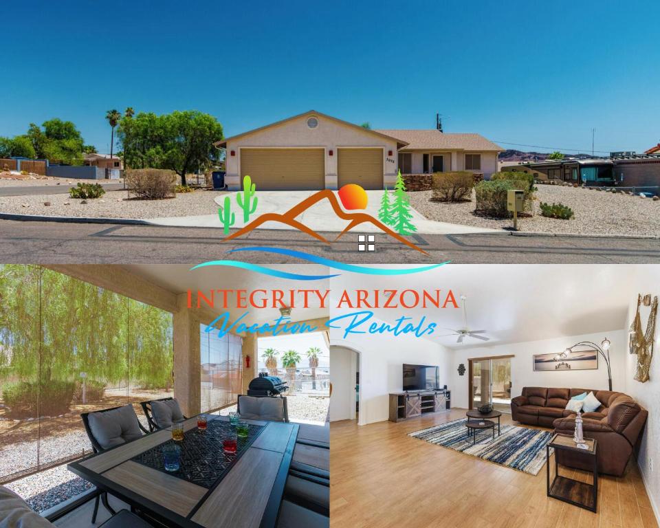 een huis met uitzicht op een woonkamer en een affiniteit arena huis bij Breezing Southwind boat garage in Lake Havasu City