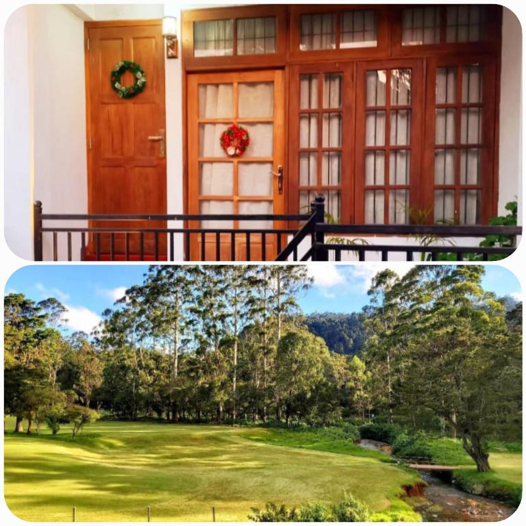 two pictures of a house with a door and a yard at City Lavish in Nuwara Eliya