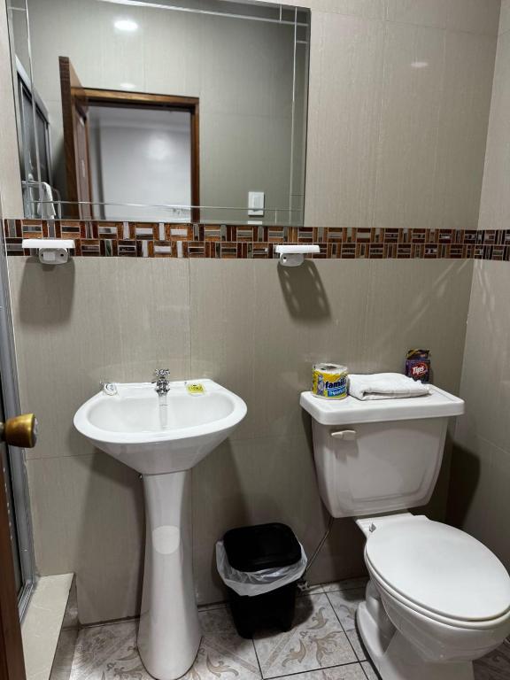Koupelna v ubytování Hostal León Dormido