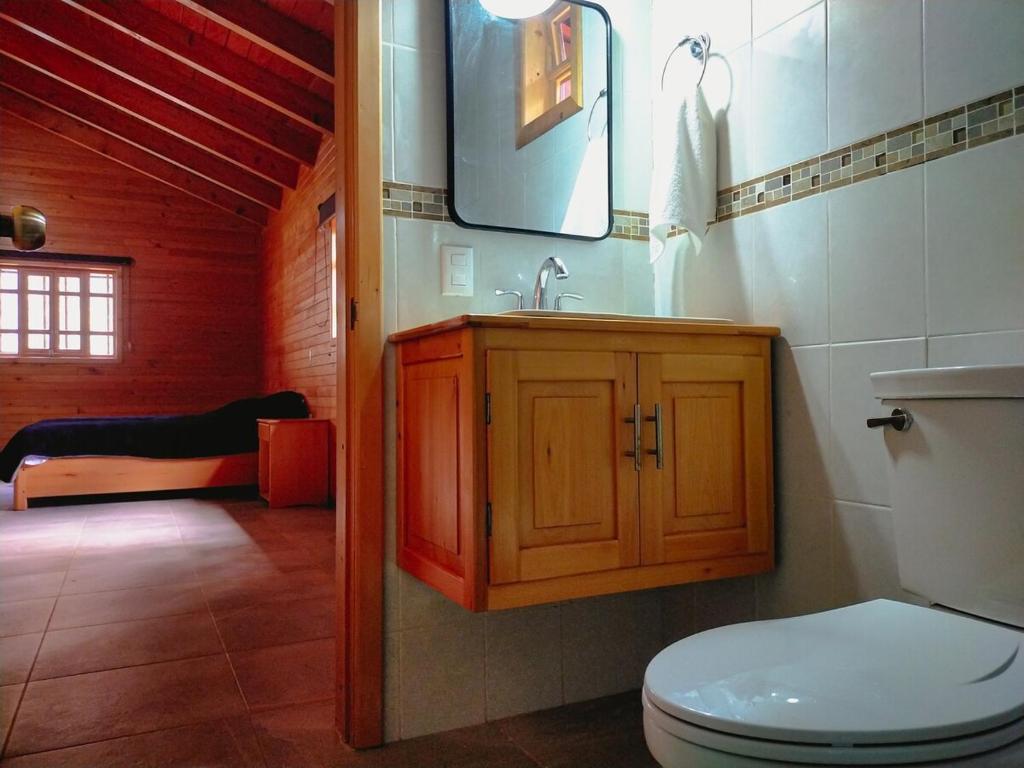 a bathroom with a toilet and a sink at Desconectate en Cabañitas Villaluxe San Cristobal de las Casas in San Cristóbal de Las Casas