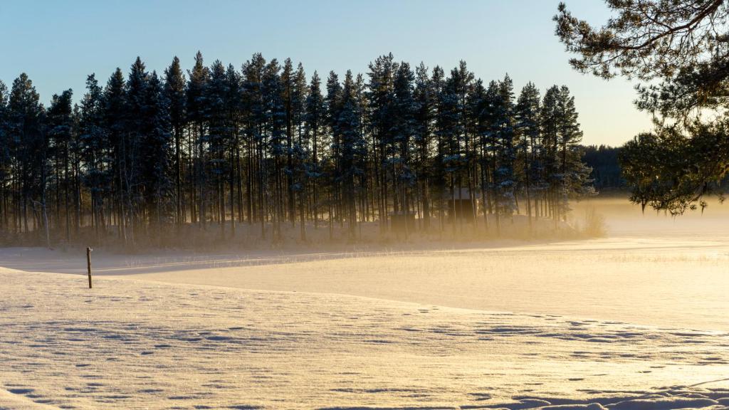 Sunshine Stuga Mörtsjön in de winter