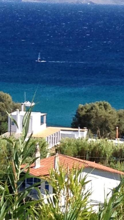 a house with a view of the ocean at Pipina's Beach Apartment in Fanari