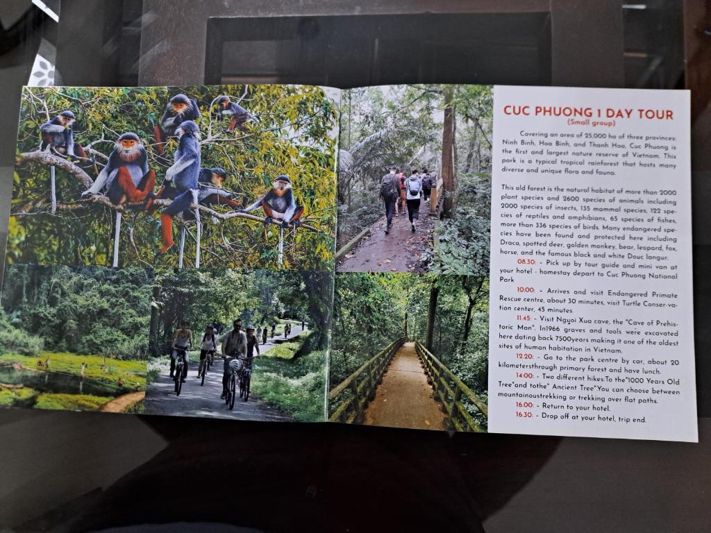 a flyer with photos of people riding bikes in a park at Tam Coc Paradise Homestay in Ninh Binh