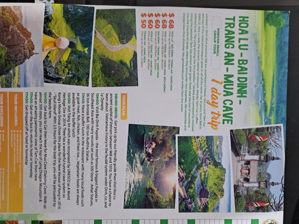 a magazine with photographs of a park at Tam Coc Paradise Homestay in Ninh Binh