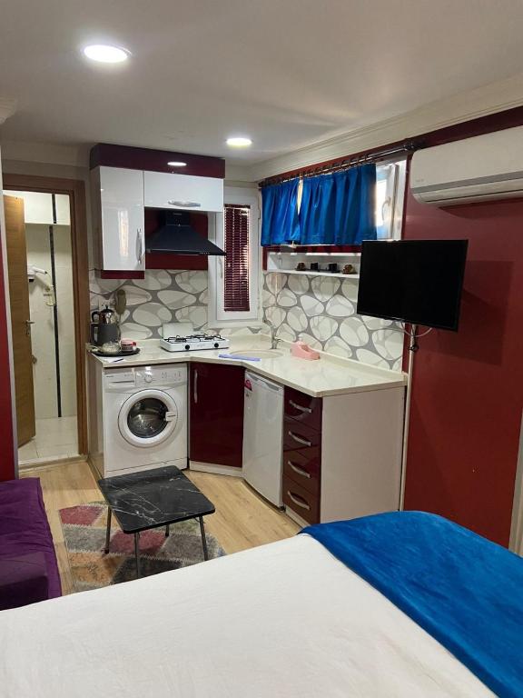 Kuchyň nebo kuchyňský kout v ubytování Şirinyer Elit Residance Apart Hotel