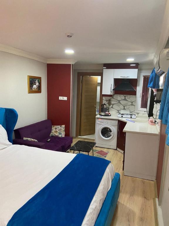 Kuchyň nebo kuchyňský kout v ubytování Şirinyer Elit Residance Apart Hotel