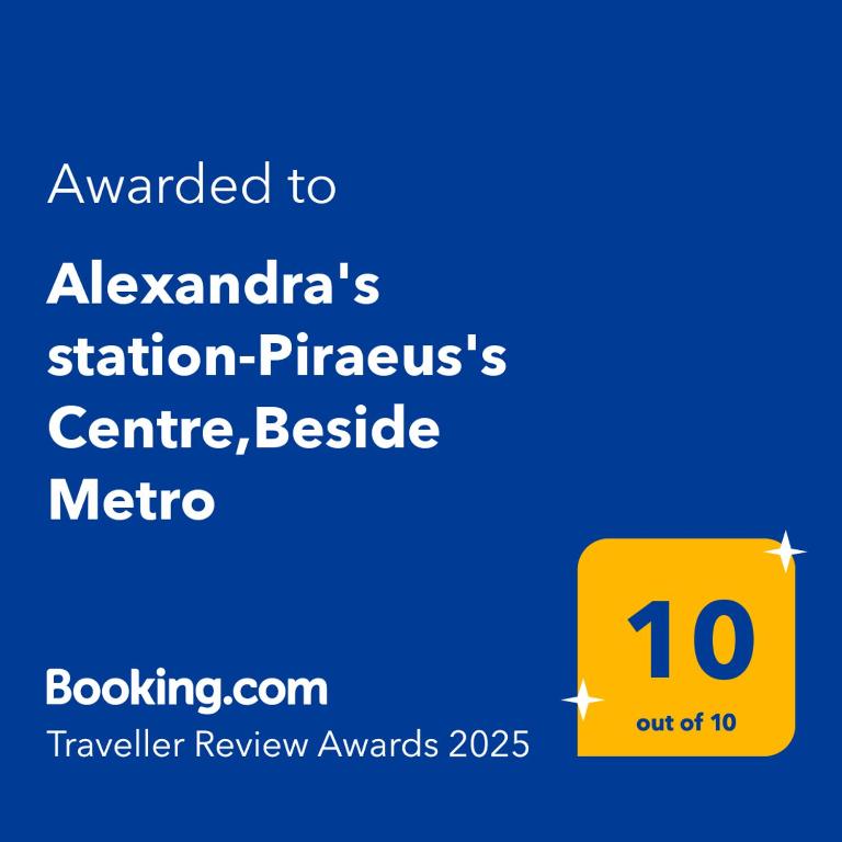 Certifikát, hodnocení, plakát nebo jiný dokument vystavený v ubytování Alexandra's station-Piraeus's Centre,Beside Metro