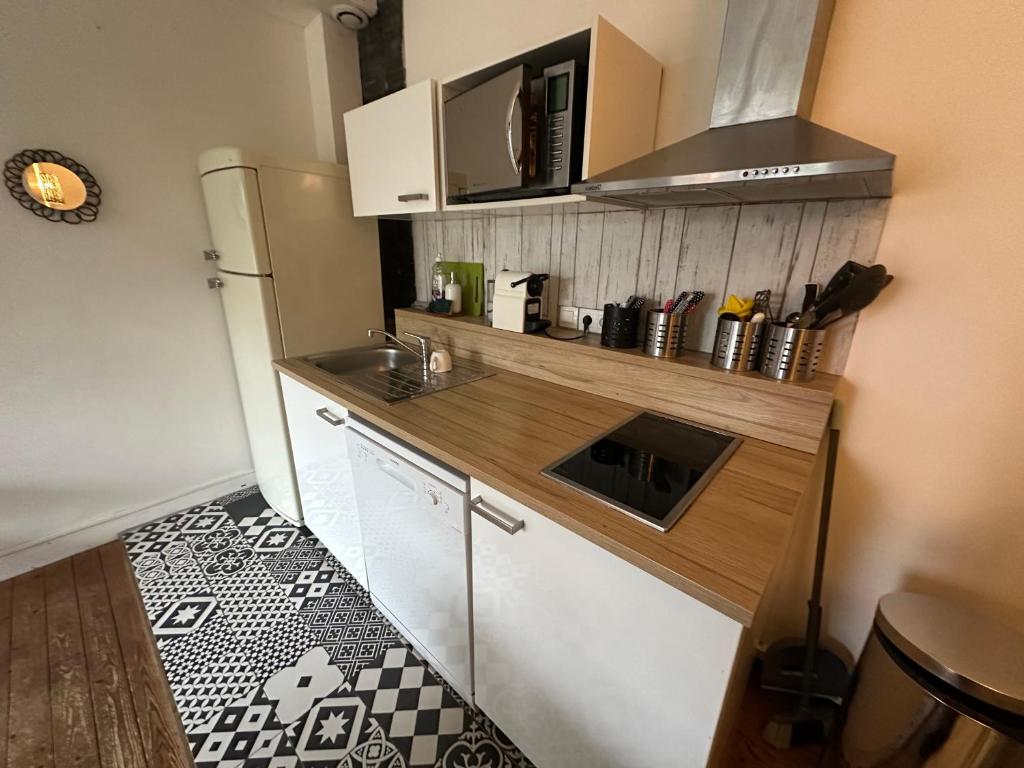 Kuchyň nebo kuchyňský kout v ubytování Rouen ECO LODGES maison entière avec terrasse dans jardin potager piscine parking