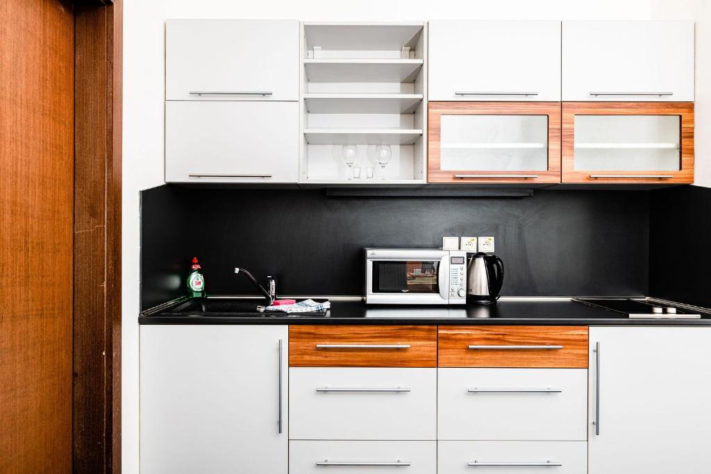 Kuchyň nebo kuchyňský kout v ubytování Apartmanovy dom Familia Smokovec