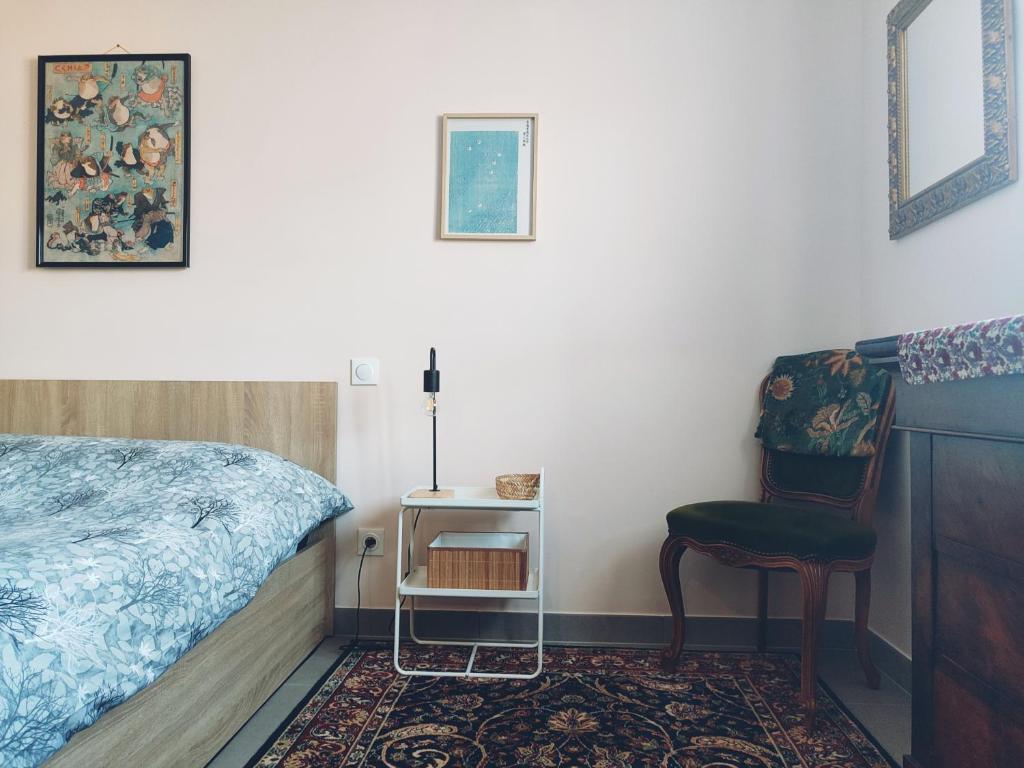 Ένα ή περισσότερα κρεβάτια σε δωμάτιο στο Chambre Okami