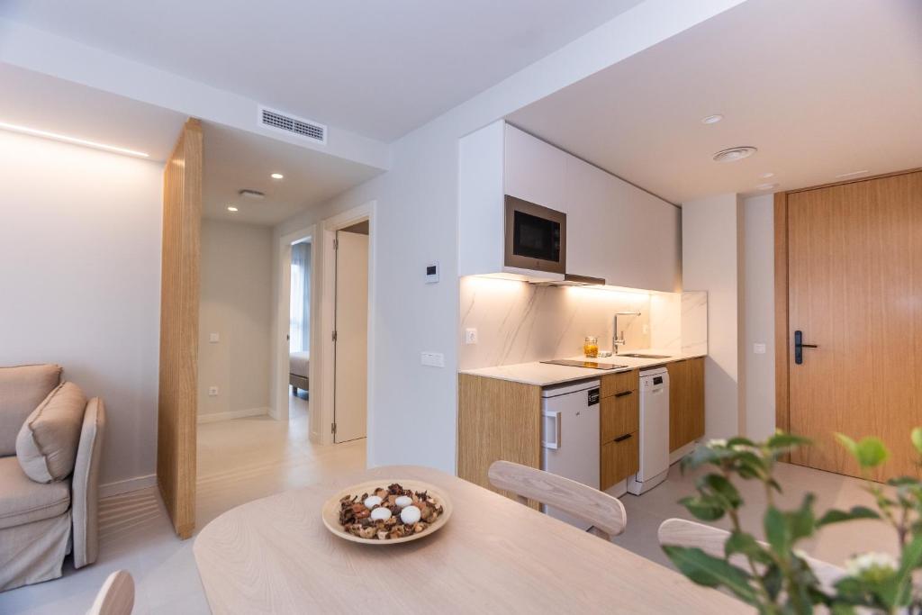 Kuchyň nebo kuchyňský kout v ubytování Fels Apartments