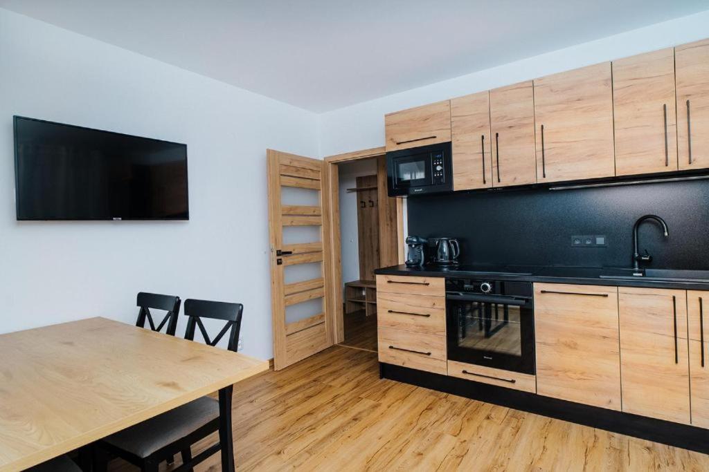 Kuchyň nebo kuchyňský kout v ubytování Apartmán BUĎA