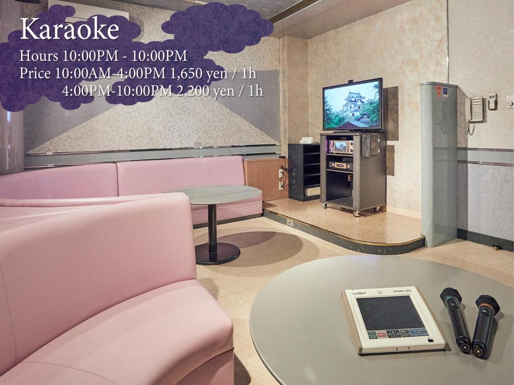 TV a/nebo společenská místnost v ubytování KAMENOI HOTEL Hikone