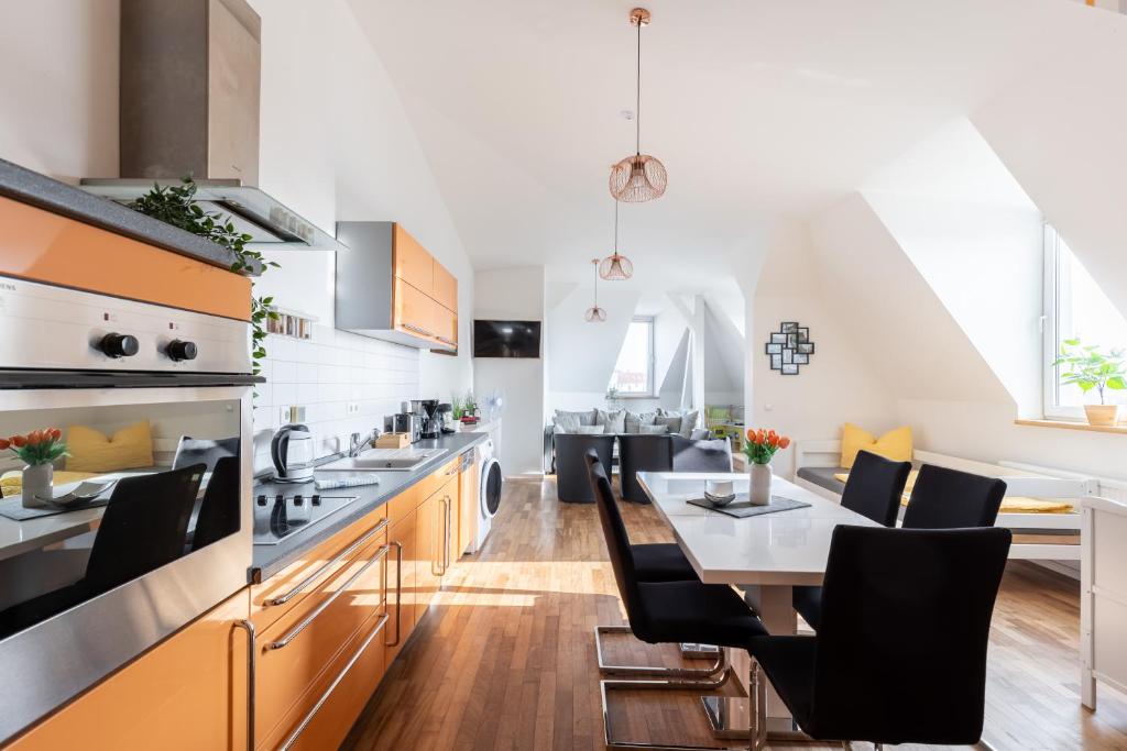 Kuchyň nebo kuchyňský kout v ubytování Loft Apartments