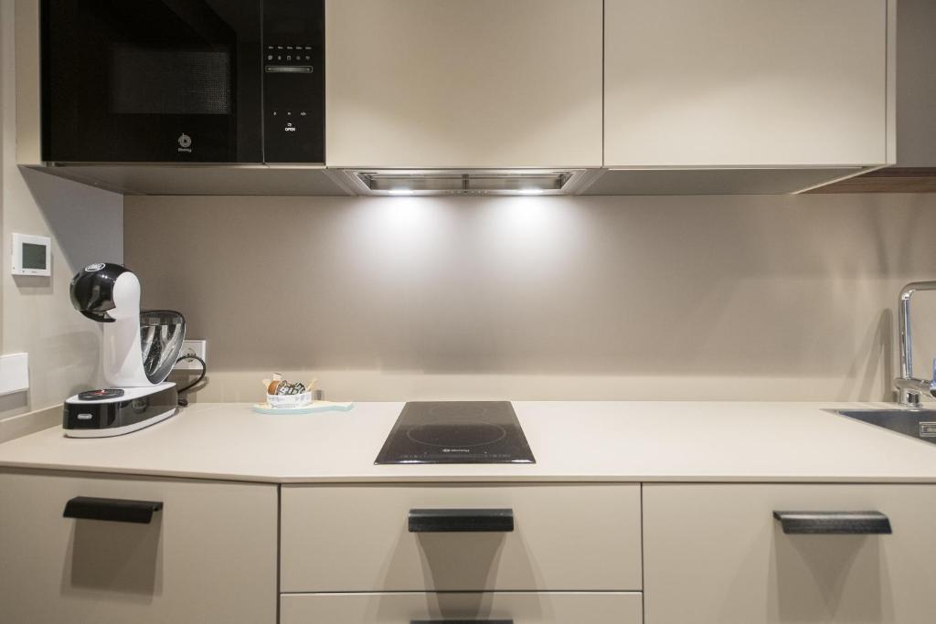Kuchyň nebo kuchyňský kout v ubytování APARTAMENTS LA CARPA
