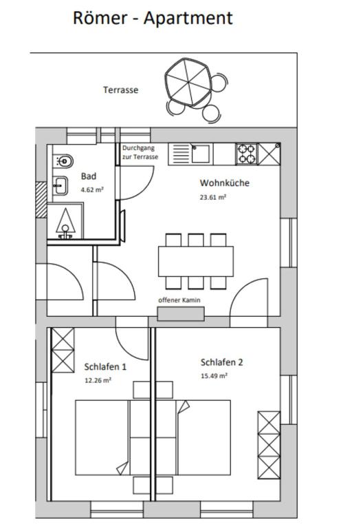 Römer-Apartment im Herenhaus Rheinblick - Appartement