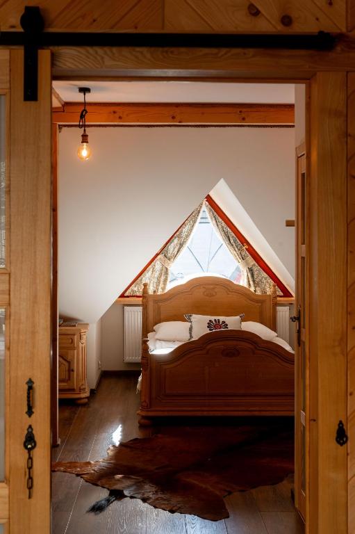 Postel nebo postele na pokoji v ubytování Apartament Górski u Papierzy Sauna, Jacuzzi, SPA