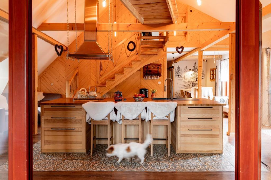 Kuchyň nebo kuchyňský kout v ubytování Apartament Górski u Papierzy Sauna, Jacuzzi, SPA