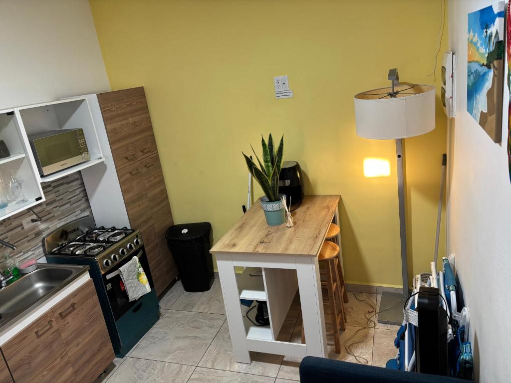 Kuchyň nebo kuchyňský kout v ubytování Cozy apartment in Savaneta