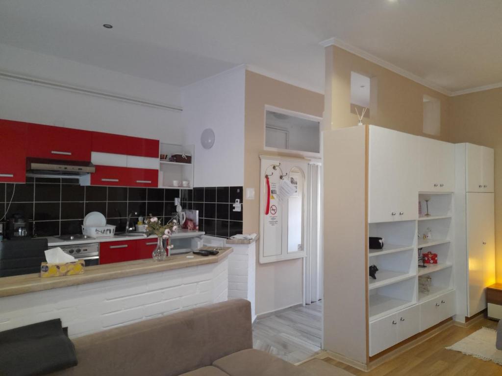 Kuchyň nebo kuchyňský kout v ubytování Edina Apartman
