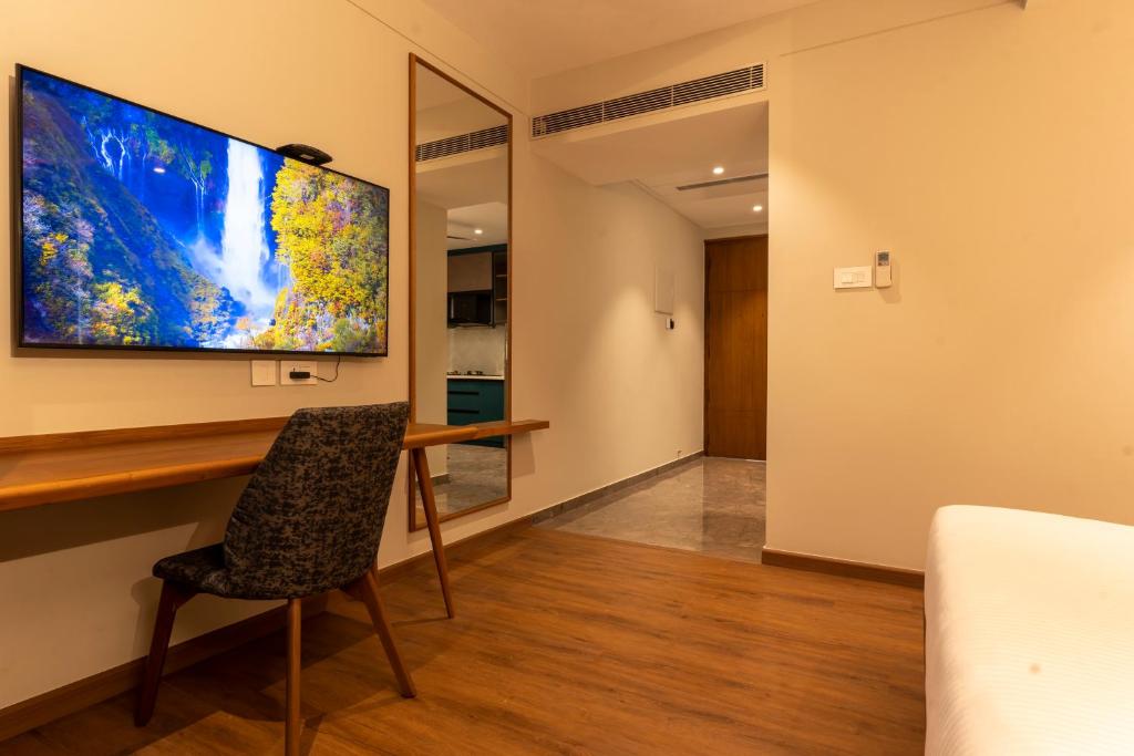TV a/nebo společenská místnost v ubytování Seashell Apartments