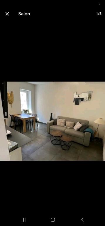 un salon avec un canapé et une table dans l'établissement NICE centre, à Nice