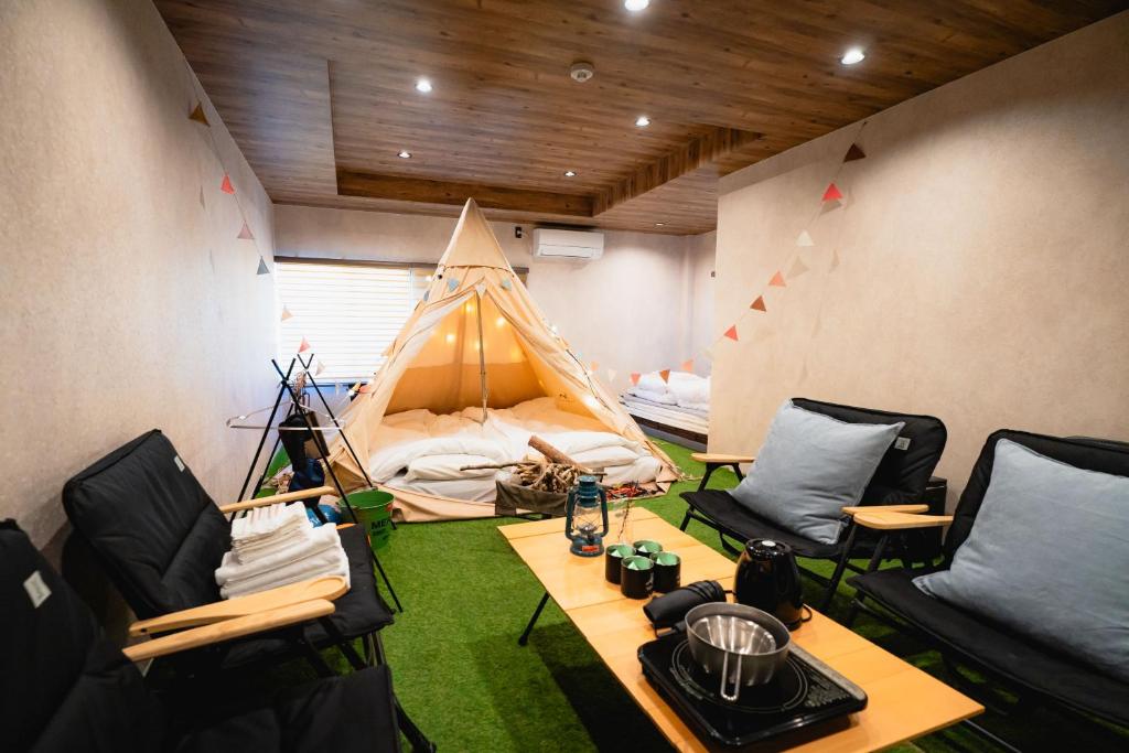 Posezení v ubytování TOCORO. Mt.Fuji Station HOSTEL Kawaguchiko