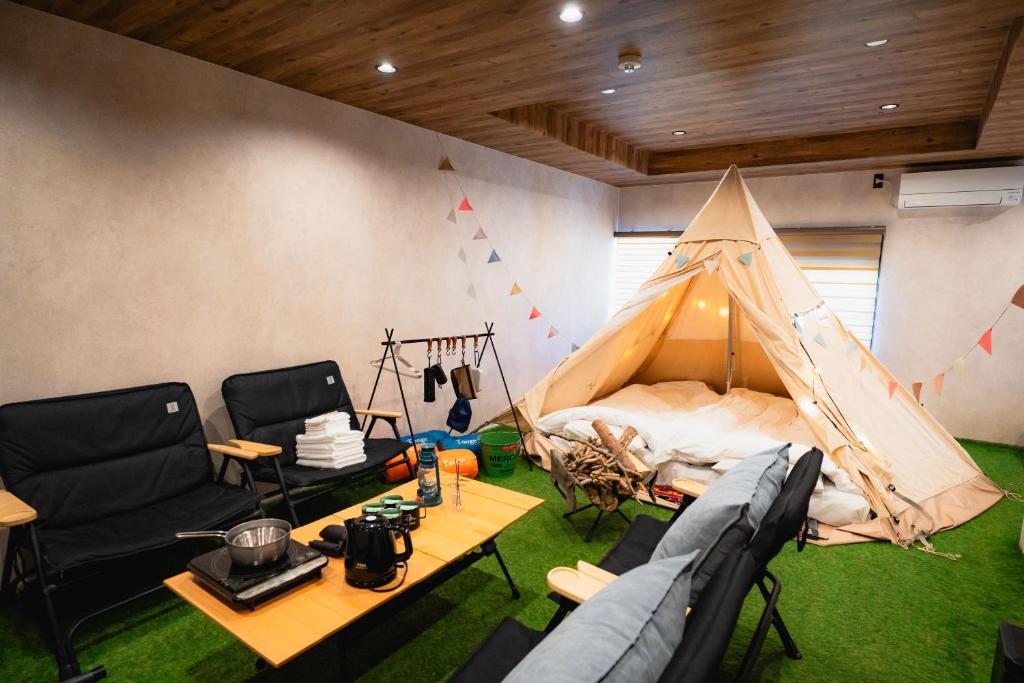 Posezení v ubytování TOCORO. Mt.Fuji Station HOSTEL Kawaguchiko
