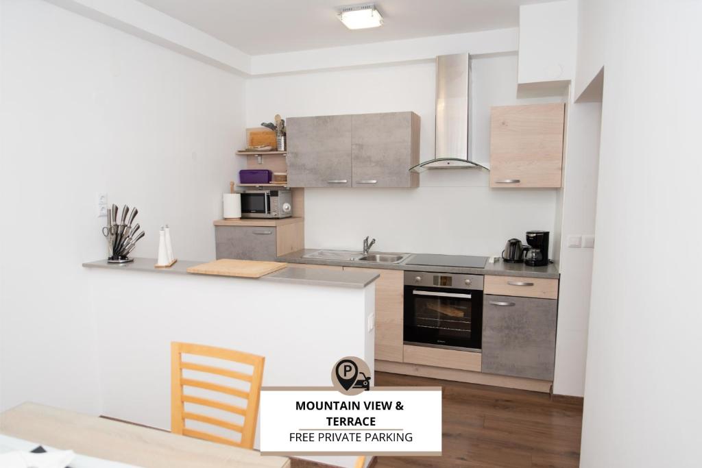 Kuchyň nebo kuchyňský kout v ubytování Apartments Šentvid