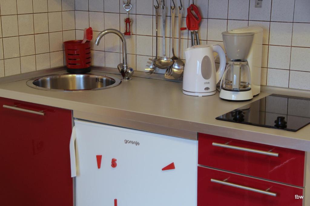 Kuchyň nebo kuchyňský kout v ubytování Apartments Tatjana