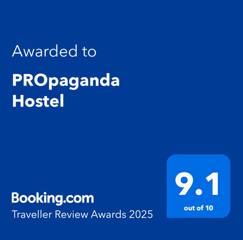 Certifikát, hodnocení, plakát nebo jiný dokument vystavený v ubytování PROpaganda Hostel